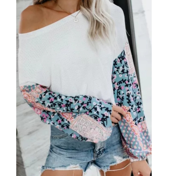 Tops - Blossom Contrast Swiss Dot Knit Top
